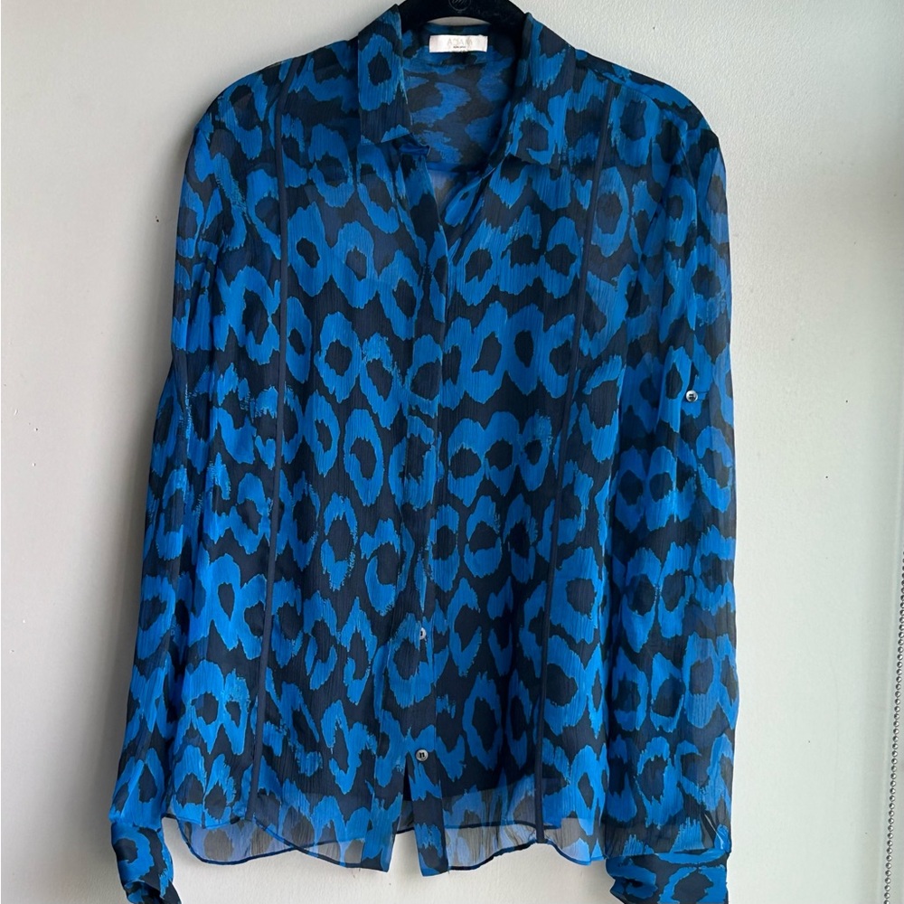 ADAM LIPPES silk long sleeve blouse and camisole <blue, print>